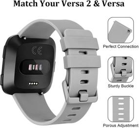 img 3 attached to 📿 5-Pack Sport Bands for Fitbit Versa 2/Fitbit Versa/Versa Lite/Versa SE, Soft Silicone Replacement Wristbands for Versa 2 Smartwatch Women Men (Small, 5-Pack E)