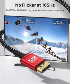 img 1 attached to 🔴 JSAUX 10ft DisplayPort Cable - High-Speed for 144Hz Monitors, 4K@60Hz/2K@144Hz, Gold-Plated - Lenovo, Dell, HP, ASUS Compatible - Red