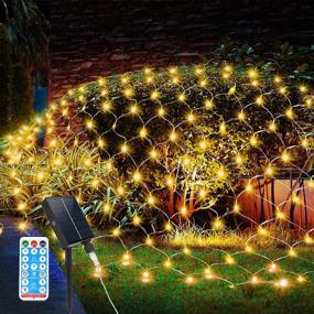 img 4 attached to 🎄 PLASUPPY Warm White Net Lights - 360 LED Christmas Outdoor Mesh Lights, 12ft x 5ft Net String Lights with Remote and 8 Modes - Waterproof for Yard, Xmas, Bushes, Wedding Decorations