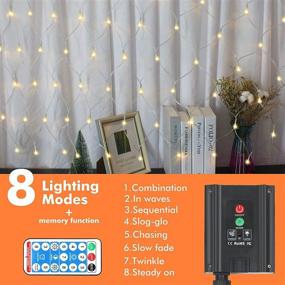 img 2 attached to 🎄 PLASUPPY Warm White Net Lights - 360 LED Christmas Outdoor Mesh Lights, 12ft x 5ft Net String Lights with Remote and 8 Modes - Waterproof for Yard, Xmas, Bushes, Wedding Decorations