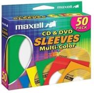 📀 maxell 190134 cd & dvd paper storage envelope sleeves - 50 pack with clear plastic windows (multi-color) - great for organizing your disc collection! logo