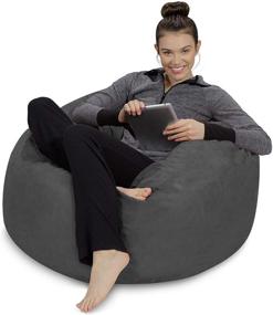 img 1 attached to 🪑 Plush Memory Foam Bean Bag Chair - Ultra Soft Sofa Sack with Microsuede Cover - Foam Filled Furniture and Accessories for Dorm Room - Charcoal 3 Inch