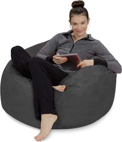 img 2 attached to 🪑 Plush Memory Foam Bean Bag Chair - Ultra Soft Sofa Sack with Microsuede Cover - Foam Filled Furniture and Accessories for Dorm Room - Charcoal 3 Inch