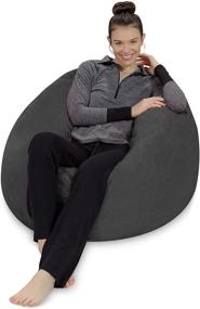 img 3 attached to 🪑 Plush Memory Foam Bean Bag Chair - Ultra Soft Sofa Sack with Microsuede Cover - Foam Filled Furniture and Accessories for Dorm Room - Charcoal 3 Inch