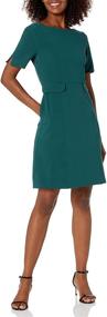 img 4 attached to 👗 Stylish and Practical: Amazon Brand Lark & Ro Short Sleeve Bateau Neck Sheath Dress with Pockets for Women