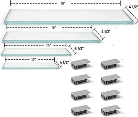 img 2 attached to 🔳 Stylish and Versatile 4-Piece Floating Glass Shelves with Zinc Alloy Brackets for Bathroom, Office, and Kitchen