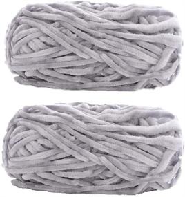 img 4 attached to 🧶 Chenille Velvet Yarn: 7oz, 300 Yards, 2 Pack – Soft Grey Polyester Yarn for Crochet & Knitting Projects