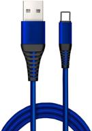 🔌 6ft nylon braided charger cord compatible for sony headphones jabra elite 75t, wh1000xm3 whxb900n- blue usb pc cable replacement logo