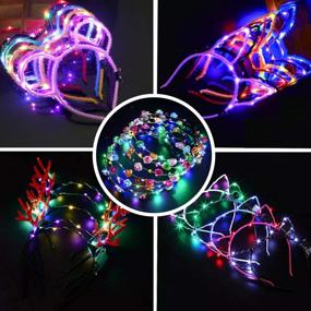 img 4 attached to 🌸 10-Pack LED Flower Headband Crown: Vibrant Glow Party Favors for Kids, Teens & Adults – Perfect Hair Accessories for Weddings, Christmas, Halloween & More!