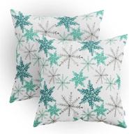 🎄 calitime christmas snowflakes print throw pillow cases - pack of 2 cozy fleece cushion covers for couch sofa home decoration - 18 x 18 inches teal gray логотип