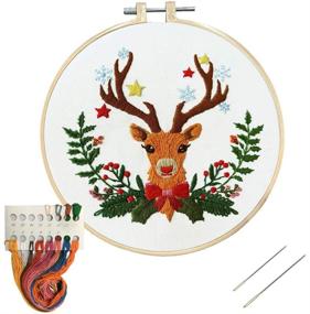 img 4 attached to 🎄 Christmas Elk Wreath Cross Stitch Kit: Perfect Gift for Beginners - Louise Maelys Christmas Embroidery Kit for Festive Decor