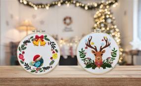 img 1 attached to 🎄 Christmas Elk Wreath Cross Stitch Kit: Perfect Gift for Beginners - Louise Maelys Christmas Embroidery Kit for Festive Decor