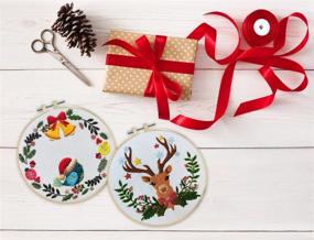 img 2 attached to 🎄 Christmas Elk Wreath Cross Stitch Kit: Perfect Gift for Beginners - Louise Maelys Christmas Embroidery Kit for Festive Decor