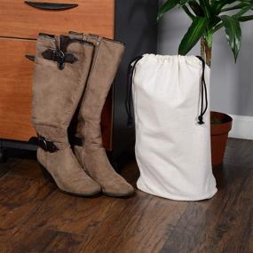 img 3 attached to 👢 Optimized Flannel Boot Bags for Travel & Storage - 100% Cotton Duster Pouches w/ Drawstring Closure - Dust Proof, Soft & Washable Fabric - Multifunctional for Shoes, Home, Packing & Luggage - 2 PCS 12.5x20.5