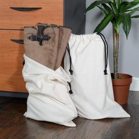 img 2 attached to 👢 Optimized Flannel Boot Bags for Travel & Storage - 100% Cotton Duster Pouches w/ Drawstring Closure - Dust Proof, Soft & Washable Fabric - Multifunctional for Shoes, Home, Packing & Luggage - 2 PCS 12.5x20.5