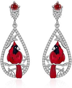 img 4 attached to Cardinal Earrings Sterling Hypoallergenic Valentines