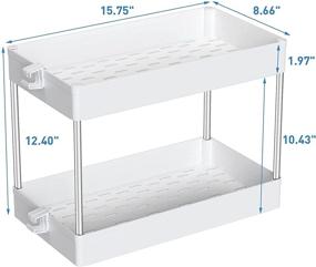 img 2 attached to 🛁 White 2 Tier Under Sink Organizer - SPACEKEEPER Multi-purpose Storage Shelf for Bathroom Kitchen with Slide-out Baskets, Hooks, and Standing Rack - Ideal Bathroom Storage Rack for Bath Collection