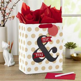 img 1 attached to 🎁 Hallmark 13" Large Anniversary Gift Bag: You & Me, Polka Dots on White
