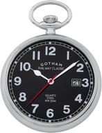 ⌚ stylish precision: gotham silver tone analog railroad watch - gwc14101sb logo