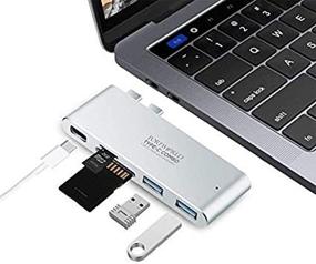 img 2 attached to 💻 Aluminum USB C Hub Power Delivery Adapter with Thunderbolt 3, Fast Charging, SD/Micro Card Reader, and 2 USB 3.0 Ports - Compatible with New MacBook Pro 13” and 15” (Silver)