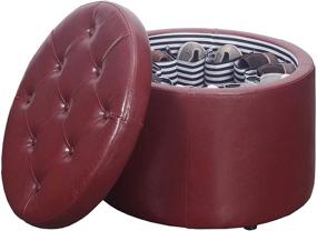 img 1 attached to 👠 Burgundy Designs4Comfort Round Shoe Ottoman by Convenience Concepts