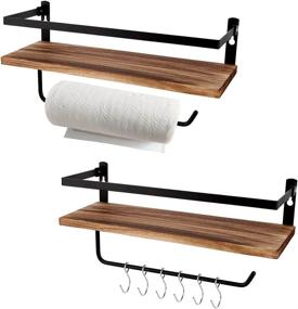 img 4 attached to 📚 Rustic Wood Floating Shelves for Kitchen, Living Room, Bedroom & Bathroom Storage - Set of 2 by PHUNAYA