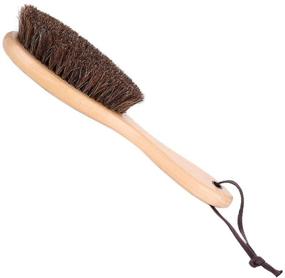 img 4 attached to Premium Natural Horsehair Shoes Brush with Long Wood Handle - Ideal for Leather Cleaning, Upholstery Care, Car Interior, Furniture, Shoes, Clothes, Handbags, and Sofas