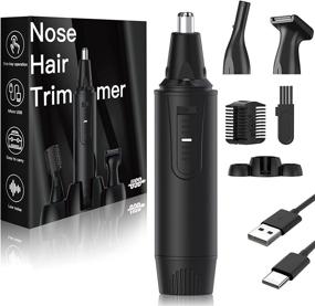 img 4 attached to 💇 Professional USB Rechargeable Nose and Ear Hair Trimmer for Men and Women - Painless Facial Hair Grooming Kit, Eyebrow Trimming Included - IPX7 Waterproof (Black)