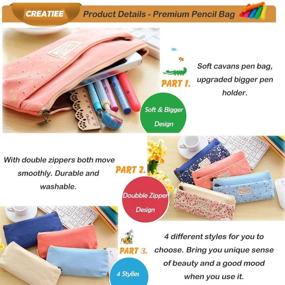 img 2 attached to 🌸 8-Piece Flower Floral Student Pen Pencil Zipper Pouch Bag Case, Creatiee Small Cosmetic Makeup Bags, Multi-functional Coin Purse Wallet Change Cash Holder - Adorable & Durable Canvas Stationery Organizer