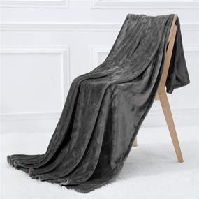 img 3 attached to Super Soft Fleece Sherpa Throw Blanket: Luxurious, Warm, and Lightweight - 50 x 60 Charcoal Gray