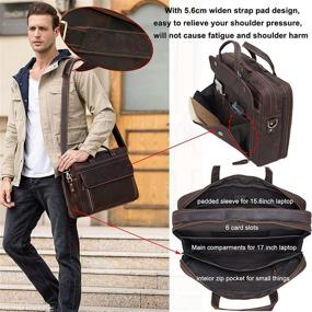 img 2 attached to 👜 Classic Brown Leather Briefcase: A Timeless 17-Inch Laptop Case for Business, Travel, and Work