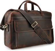 👜 classic brown leather briefcase: a timeless 17-inch laptop case for business, travel, and work logo