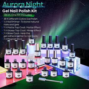 img 3 attached to 🎁 Modelones Gel Nail Polish Kit - 25Pcs Galactic Effect Cat Eye Glitter Color Change Gel Polish Set with Primer, Glossy & Matte Top Base Coat, Magnet Stick - Manicure Aurora Nail Art Design Gifts for Christmas