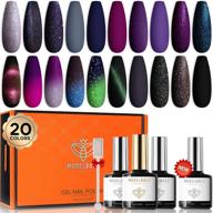 🎁 modelones gel nail polish kit - 25pcs galactic effect cat eye glitter color change gel polish set with primer, glossy & matte top base coat, magnet stick - manicure aurora nail art design gifts for christmas logo