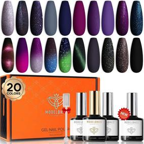 img 4 attached to 🎁 Modelones Gel Nail Polish Kit - 25Pcs Galactic Effect Cat Eye Glitter Color Change Gel Polish Set with Primer, Glossy & Matte Top Base Coat, Magnet Stick - Manicure Aurora Nail Art Design Gifts for Christmas