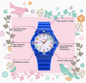 img 3 attached to Colorful PU Band Kids Watches for Girls Ages 5-7: Analog Wrist Watch with Protective Box for Boys & Girls