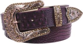 img 2 attached to Western Crocodile Print Rhinestone Leather Women's Accessories in Belts