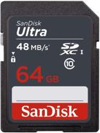 📸 улучшенная карта памяти sandisk ultra 64 гб sdxc uhs-i class 10 - скорость чтения 48 мб/с логотип