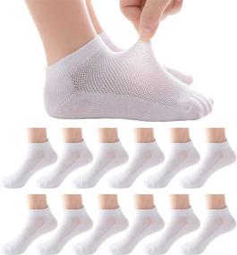 img 4 attached to 🧦 12-Pack No Show Cotton Kid's Ankle Socks for Boys and Girls - Cushioned and Thin