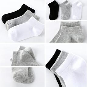 img 1 attached to 🧦 12-Pack No Show Cotton Kid's Ankle Socks for Boys and Girls - Cushioned and Thin