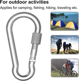 img 2 attached to 🔒 YCLOVE 4 Pack 3 Inch Carabiner Hooks Clips - Heavy Duty 500LBS Load, Locking, Screw Spring-Loaded Gate, Snap Gear Clip - Utility Hooks for Hammocks, Camping, Hiking, Backpacking