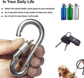 img 1 attached to 🔒 YCLOVE 4 Pack 3 Inch Carabiner Hooks Clips - Heavy Duty 500LBS Load, Locking, Screw Spring-Loaded Gate, Snap Gear Clip - Utility Hooks for Hammocks, Camping, Hiking, Backpacking