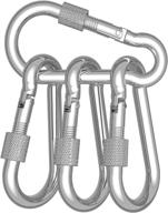 🔒 yclove 4 pack 3 inch carabiner hooks clips - heavy duty 500lbs load, locking, screw spring-loaded gate, snap gear clip - utility hooks for hammocks, camping, hiking, backpacking логотип