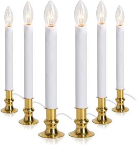 img 4 attached to 🪔 TUDAK Electric Window Candle Lamp with Brass Plated Base - Dusk to Dawn, Auto Sensor - 6 Pack