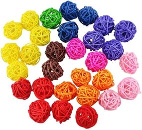 img 3 attached to 🐦 30 Pcs Colorful Pet Chewing Toys: Kuqqi Bird Parrot Wicker Rattan Toy Balls – Table Wedding Party Decorative Crafts Hanging DIY Accessories (30mm)