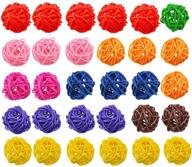 🐦 30 pcs colorful pet chewing toys: kuqqi bird parrot wicker rattan toy balls – table wedding party decorative crafts hanging diy accessories (30mm) logo