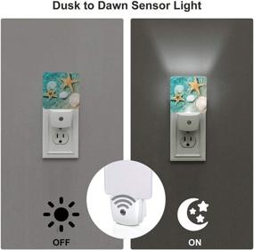 img 2 attached to Seashells and Starfish Smart Sensor Night Light - Dusk to Dawn, White LED Nightlight for Bedroom, Bathroom, Kitchen, Hallway, Stairs - Energy Efficient Decor Desk Lamp