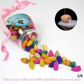 img 2 attached to 🍃 90Pcs Backflow Incense Cones - 9 Mixed Natural Fragrance: Green Tea, Osmanthus Jasmine, Lavender Rose, Sandalwood, Cherry Blossoms, Tulip, Agarwood - Wangstar