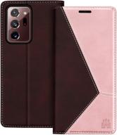 📱 caislean wallet case for samsung galaxy note 20 ultra 5g, pu leather folio flip cover, [rfid blocking] card holder kickstand cash pocket folding case compatible with galaxy note 20 ultra 5g 6.9" - rose gold logo