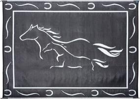 img 2 attached to 🐎 Stylish Camping GH8111 Black/White 8x11 Galloping Horses Mat – Upgrade your Camping Experience!